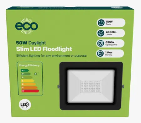 Eco Slim 50W LED Floodlight / 6500k / 4000 Lumen / Min Order Qty - 10