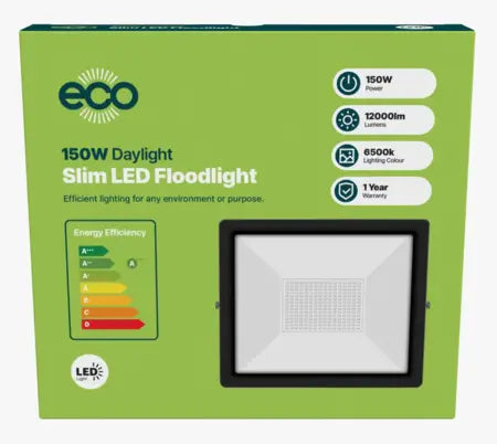 Eco Slim 150W LED Floodlight / 6500k / 12000 Lumen / Min Order Qty - 5