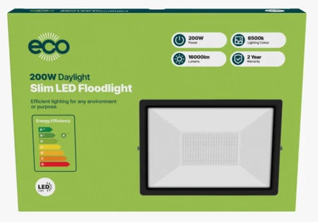 Eco Slim 200W LED Floodlight / 6500k / 16000 Lumen / Min Order Qrt - 5