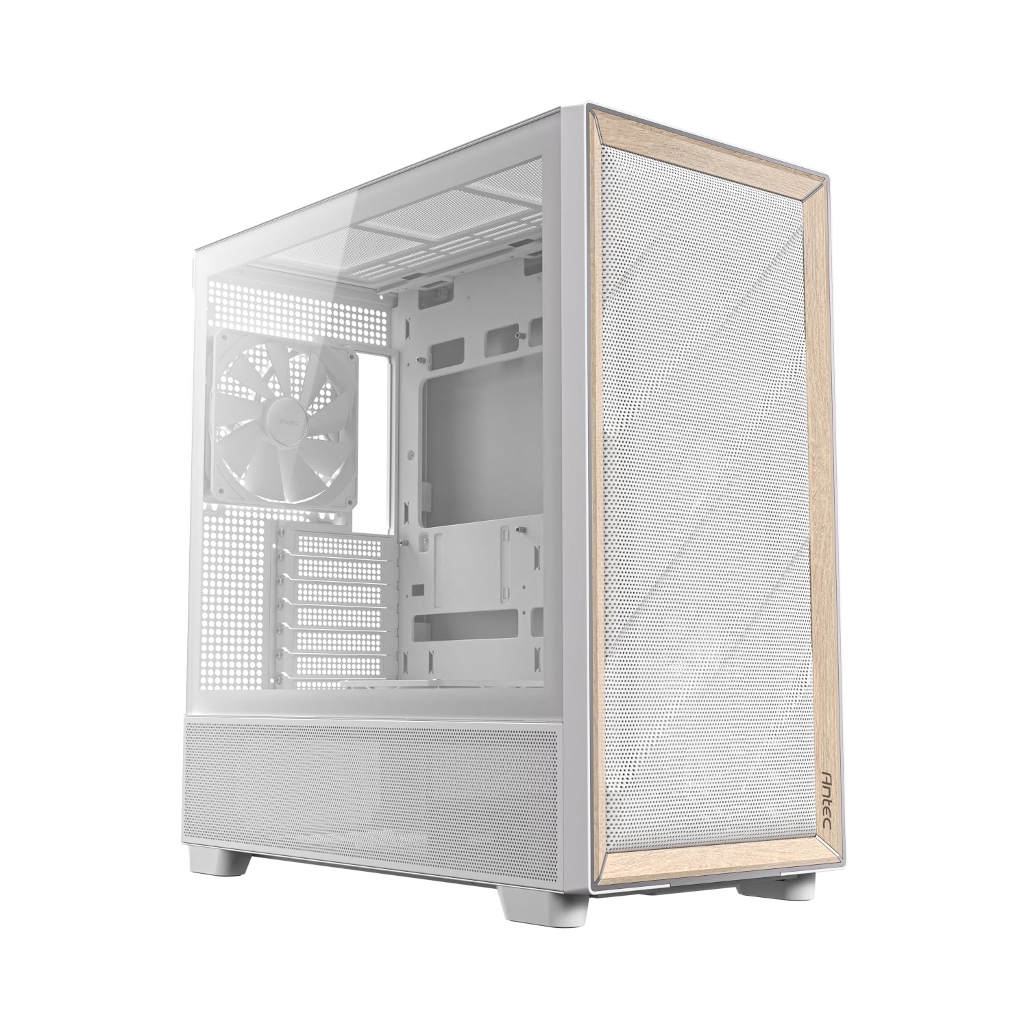Antec FLUX Mid-Tower E-ATX Gaming Chassis Wood Front Panel - White - Guards On Duty Shop & Security Guards