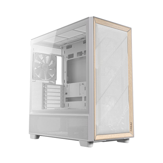 Antec FLUX Mid-Tower E-ATX Gaming Chassis Wood Front Panel - White - Guards On Duty Shop & Security Guards