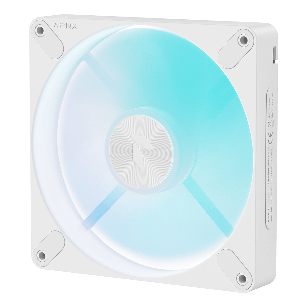 Aerocool APNX FP3 140mm PWM ARGB Fan - White - 2 pack; Incl 2×PWM extension cables