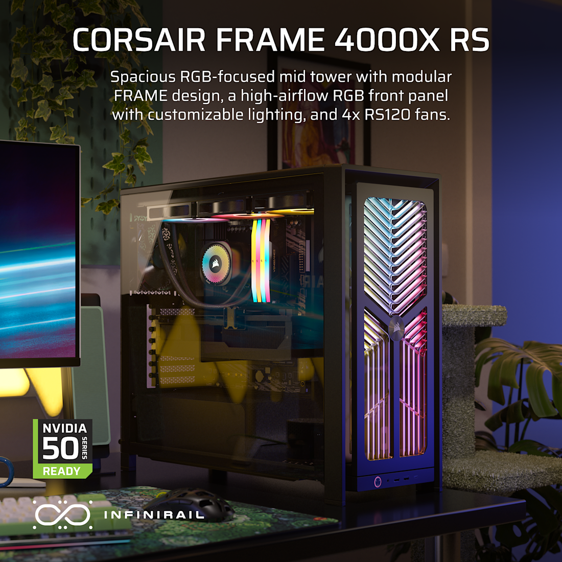 FRAME 4000X RS Mid-Tower PC Case; 4x RS Fans; Black.