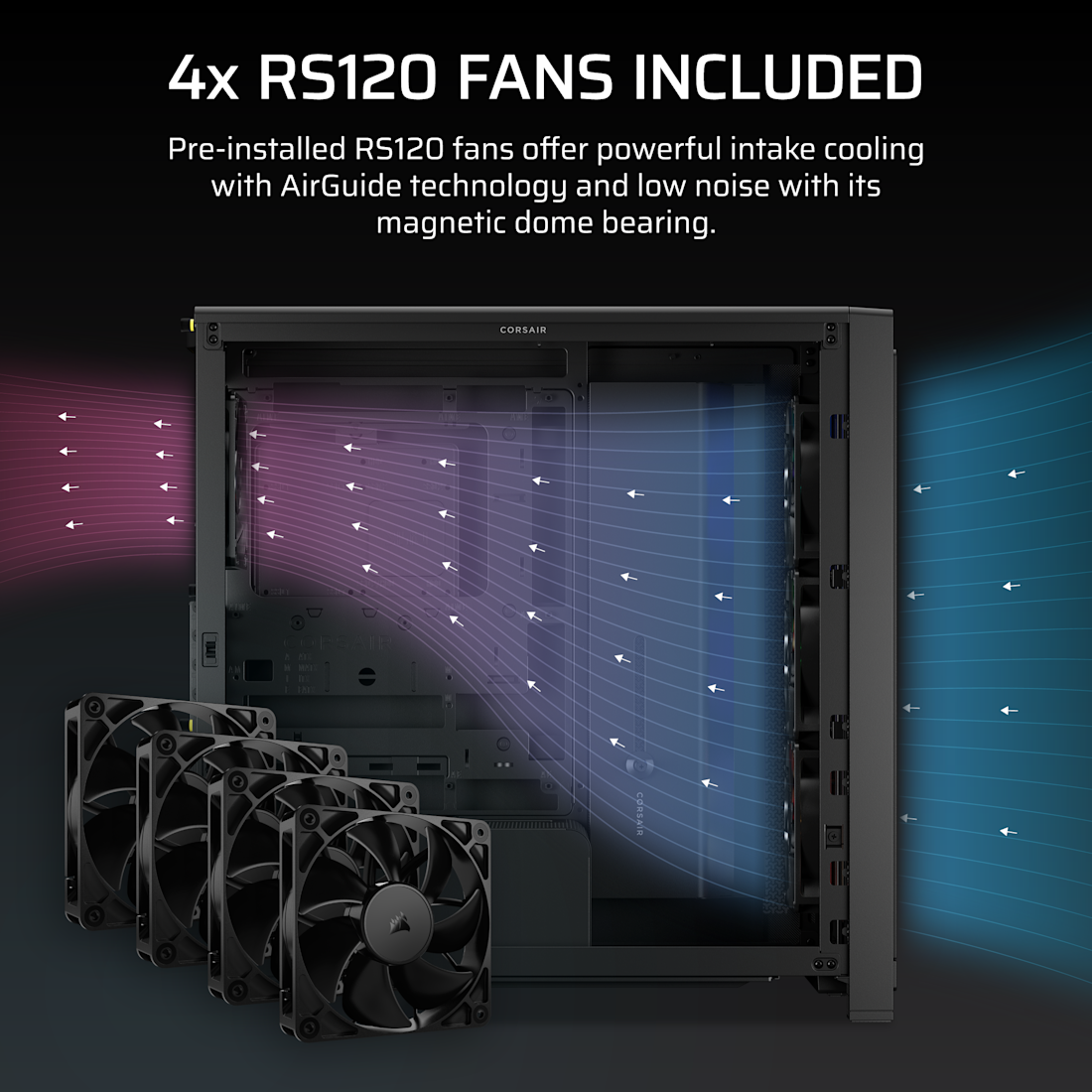 FRAME 4000X RS Mid-Tower PC Case; 4x RS Fans; Black.