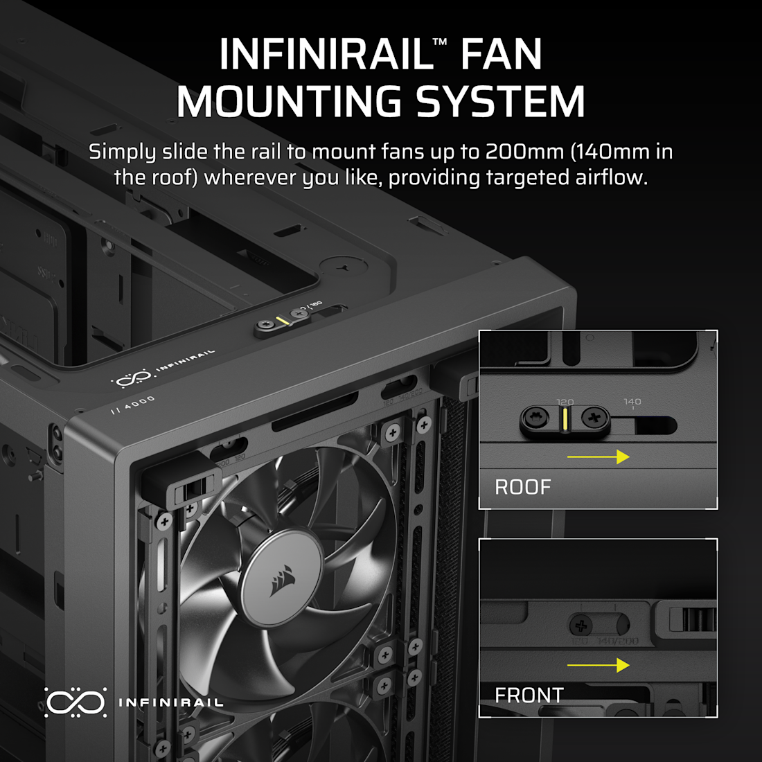 FRAME 4000X RS Mid-Tower PC Case; 4x RS Fans; Black.