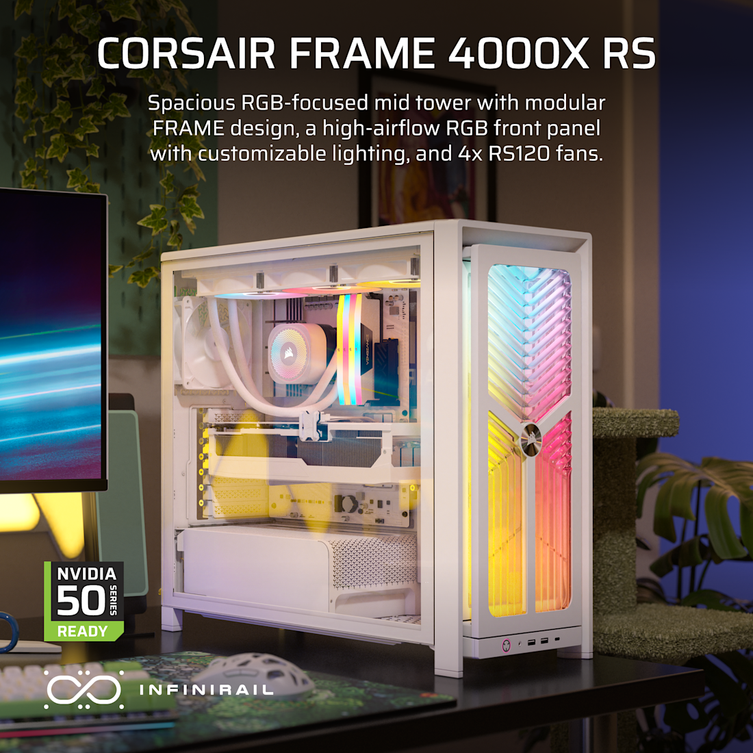FRAME 4000X RS Mid-Tower PC Case; 4x RS Fans; White.