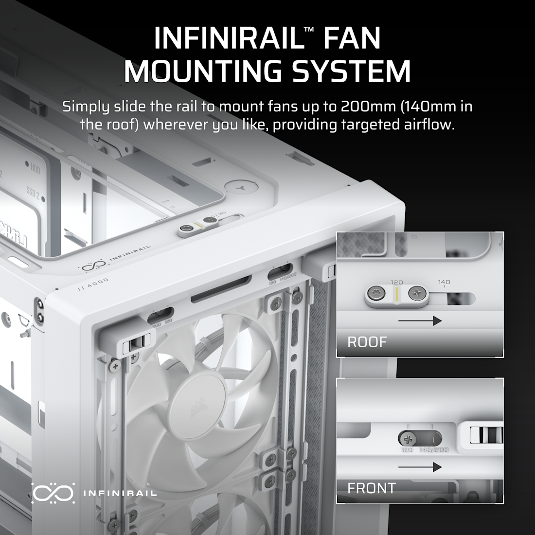 FRAME 4000X RS Mid-Tower PC Case; 4x RS Fans; White.