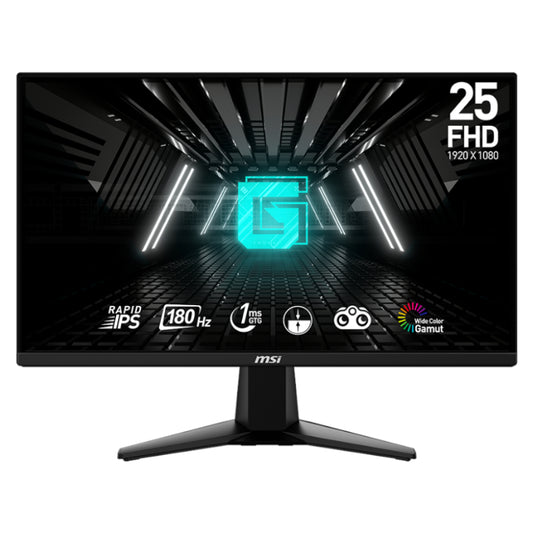 MSI G255F 25" Gaming Monitor 1920x1080 (FHD) Rapid IPS 1ms 180Hz Adaptive Sync HDMI Displayport Black - Guards On Duty Shop & Security Guards