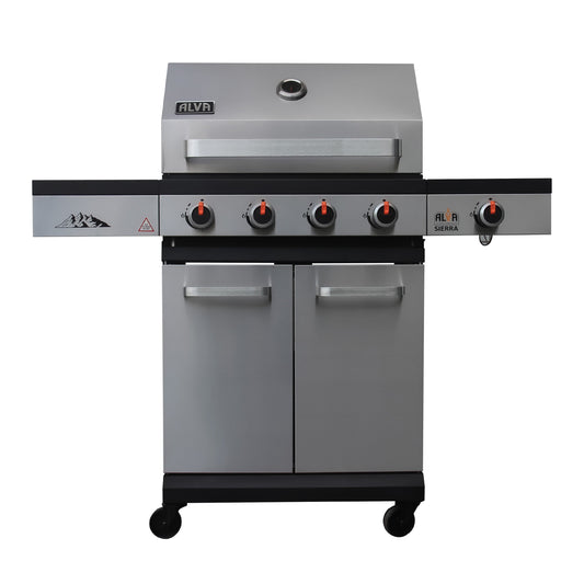 Alva Sierra 4-Burner BBQ With Side Burner – Stainless Steel / Black + FREE TOOL SET
