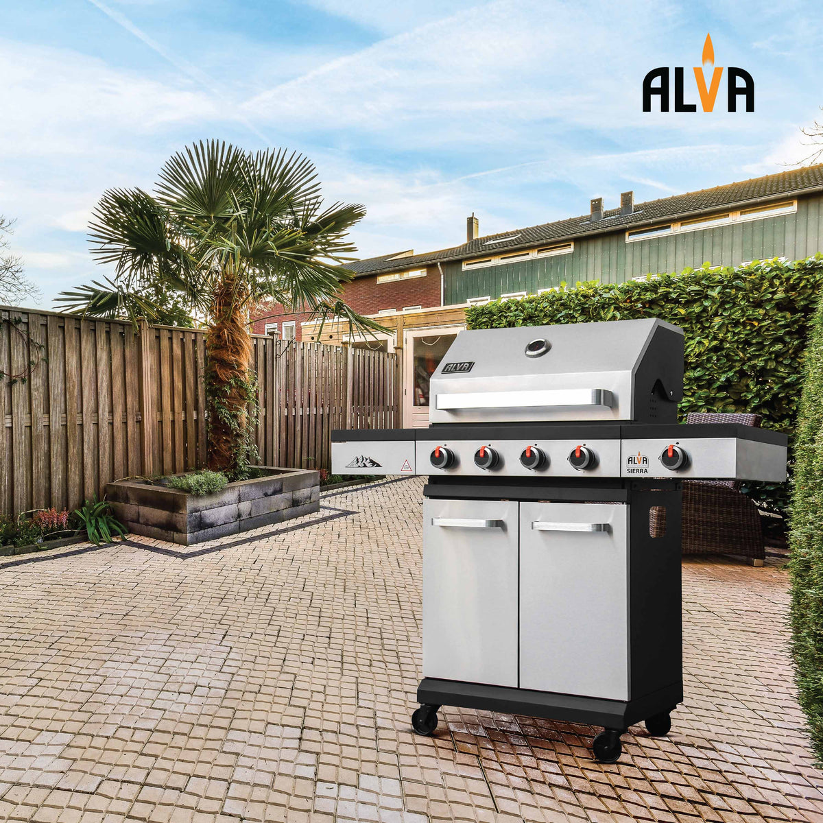 Alva Sierra 4-Burner BBQ With Side Burner – Stainless Steel / Black + FREE TOOL SET