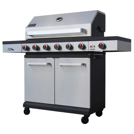 Alva Sierra-6 Burner BBQ With Side Burner – Stainless Steel / Black + FREE TOOL SET