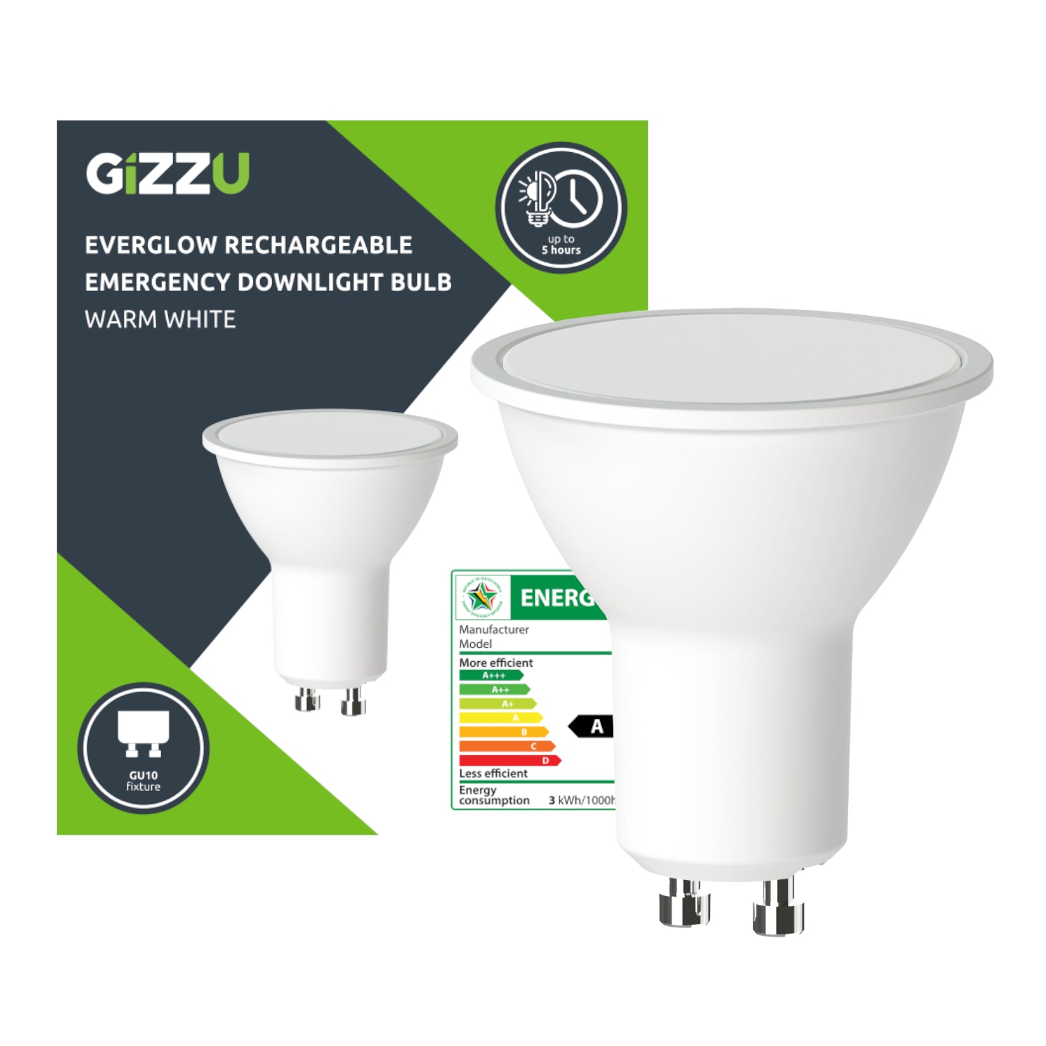 Gizzu Everglow Rechargeable Warm White Emergency Downlight Bulb - Guards On Duty Shop & Security Guards