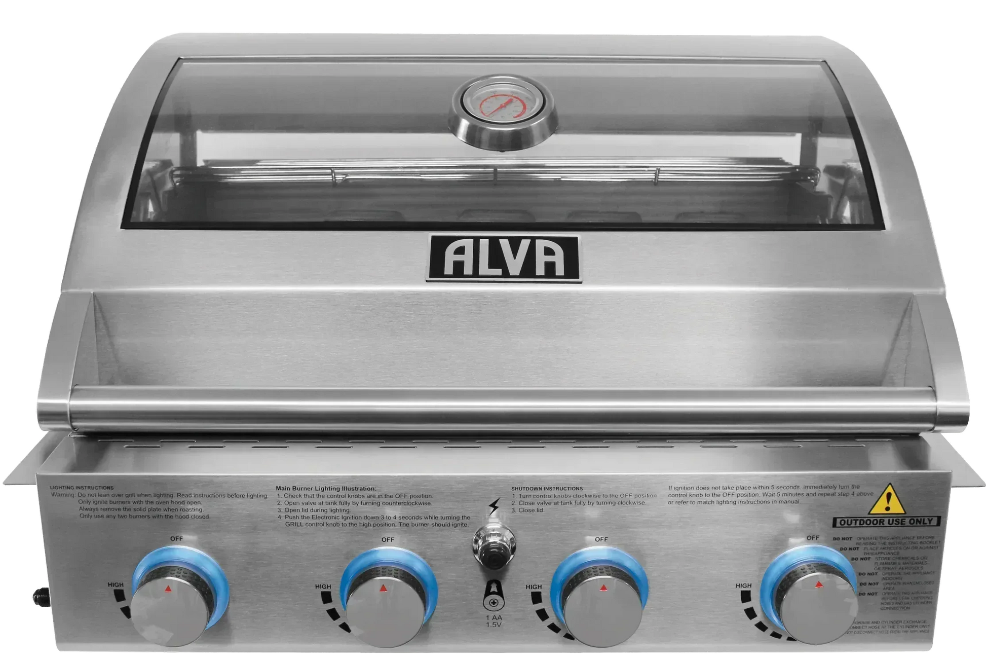 Alva Mojave 4-Burner Glass Hood Drop-In Gas BBQ Guards On Duty Security