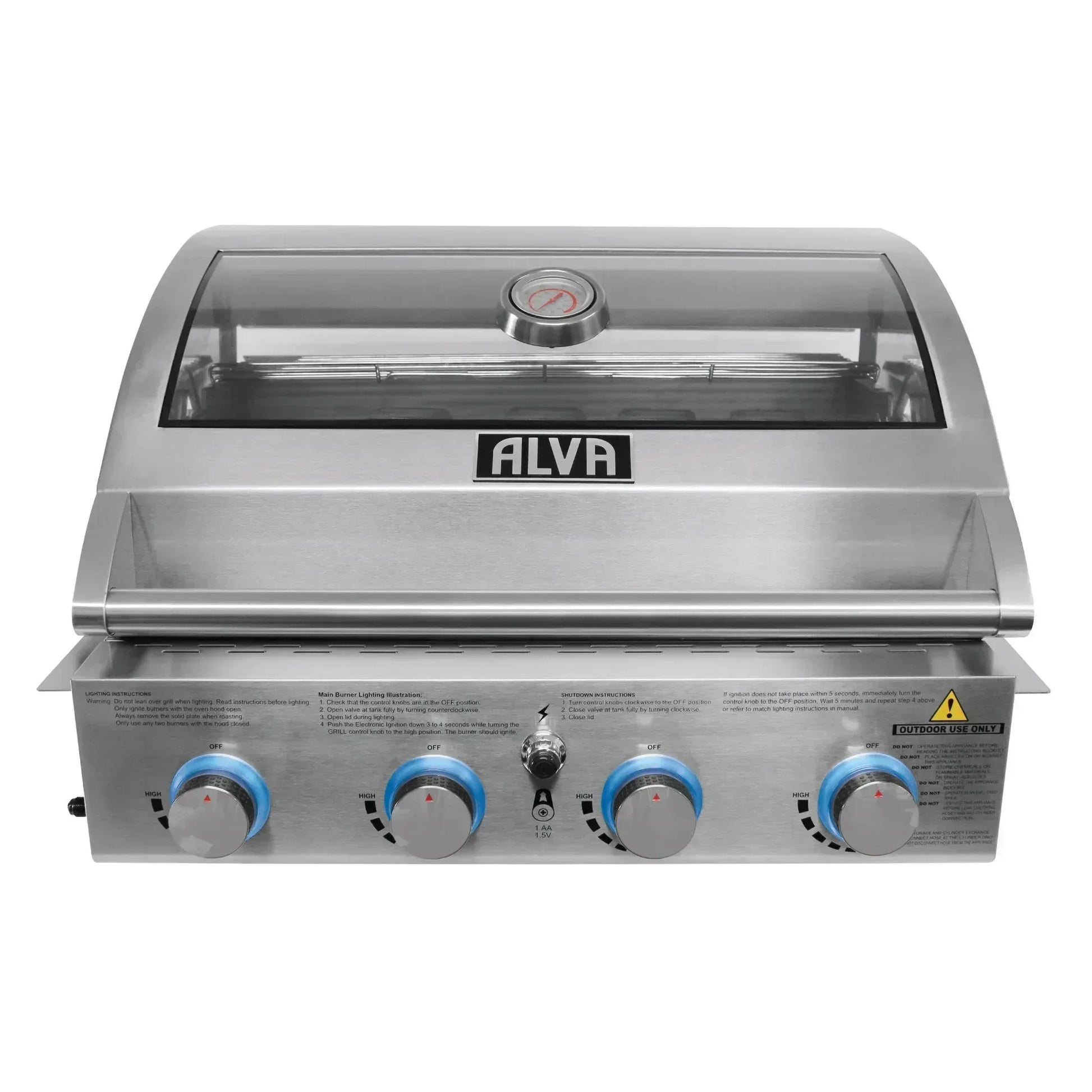 Alva Mojave 4-Burner Glass Hood Drop-In Gas BBQ Guards On Duty Security