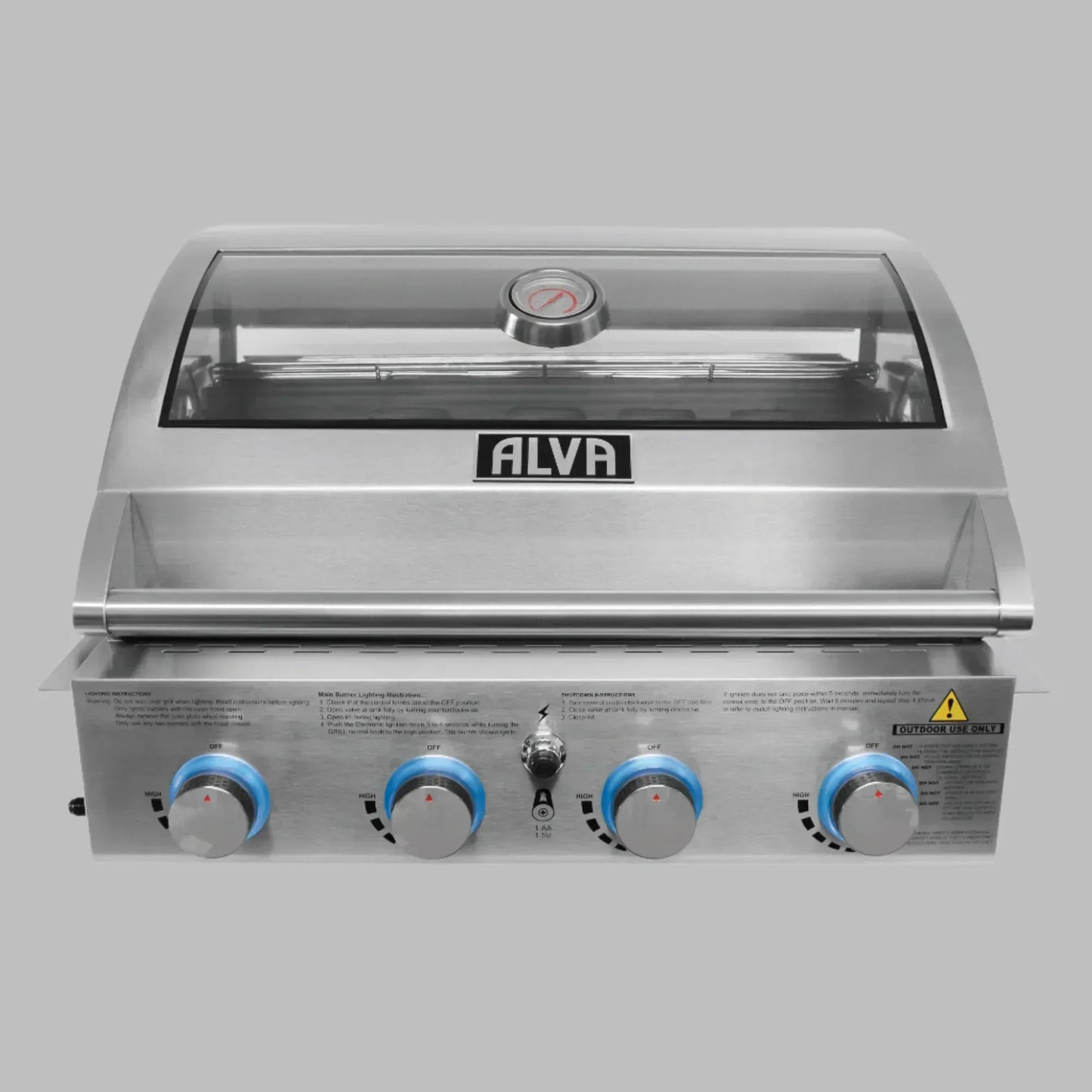 Alva Mojave 4-Burner Glass Hood Drop-In Gas BBQ Guards On Duty Security