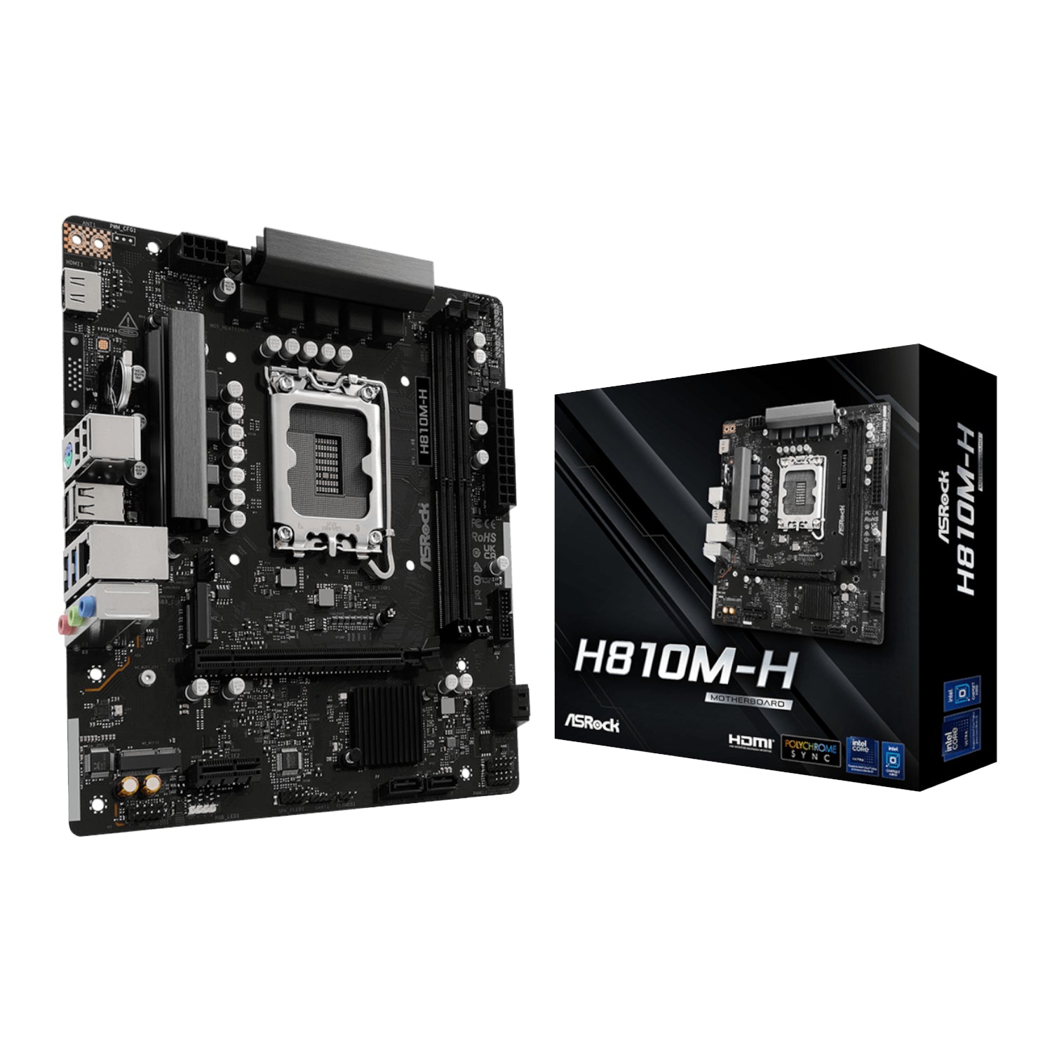 ASRock H810M-H Intel LGA1851 Micro ATX Motherboard - Black - Guards On Duty Shop & Security Guards