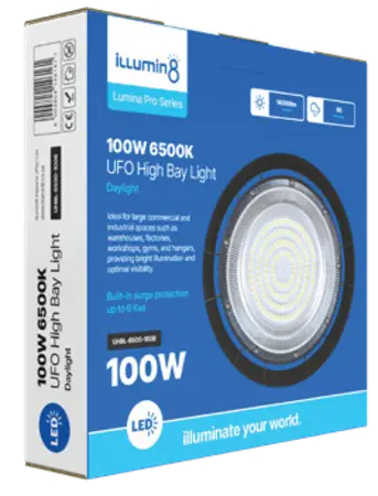 Highbay 100W / 6kva Surge / IP65 / 80 000hrs / 90 Degree / Illumin8