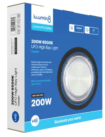 Highbay 200W / 6kva Surge / IP65 / 80 000hrs / 90 Degree / Illumin8