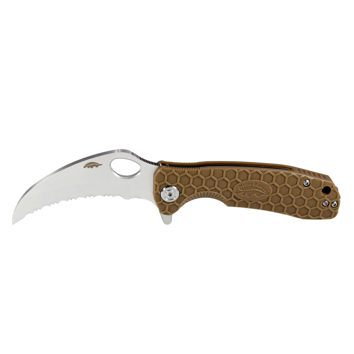 Honey Badger Claw Serrated 8Cr13MoV - Large - Tan