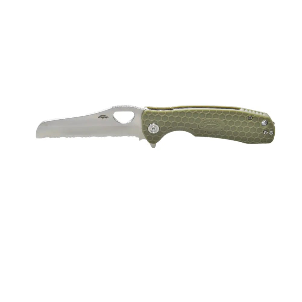 Honey Badger Rescue Serrated 8Cr13MoV - Large - Green