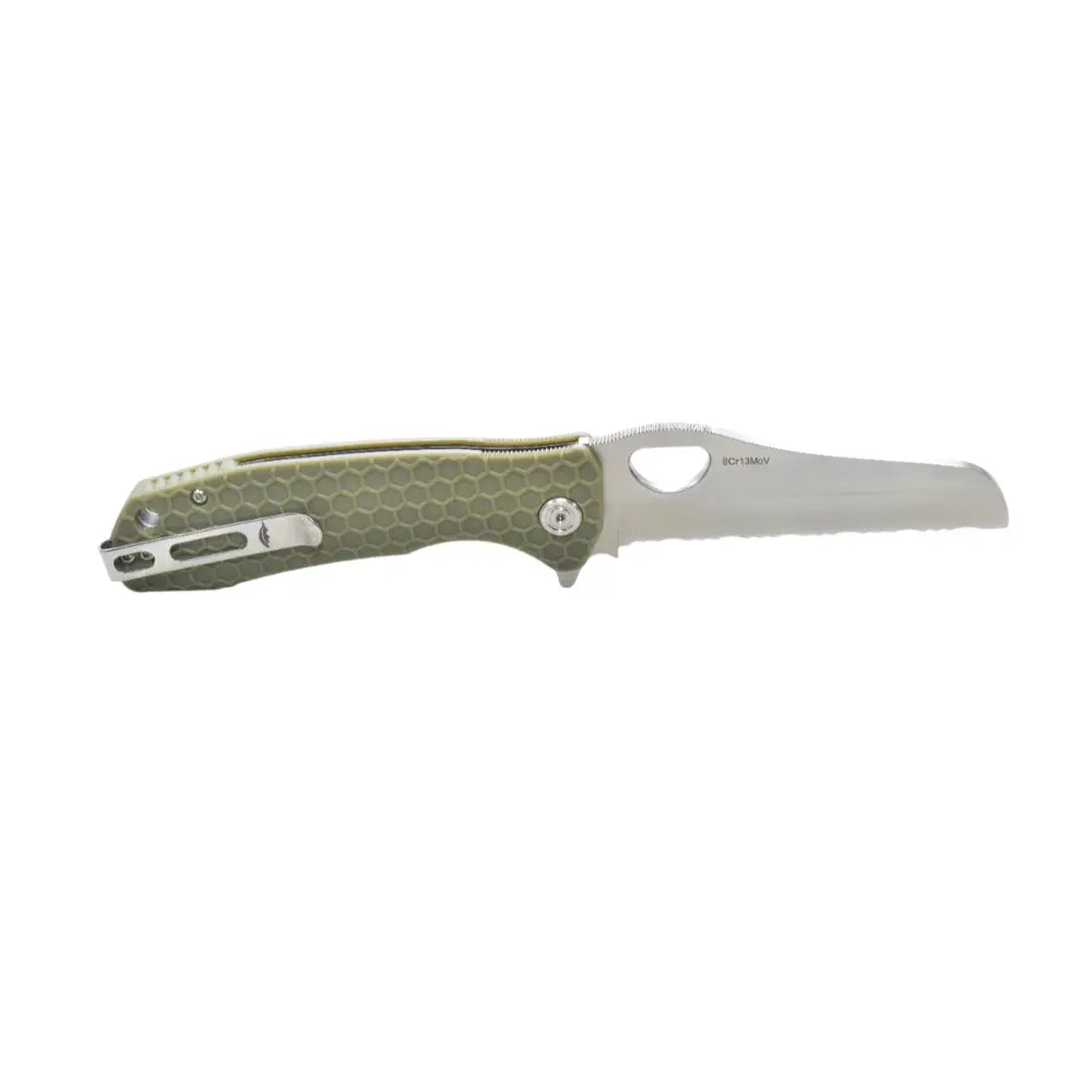 Honey Badger Rescue Serrated 8Cr13MoV - Large - Green