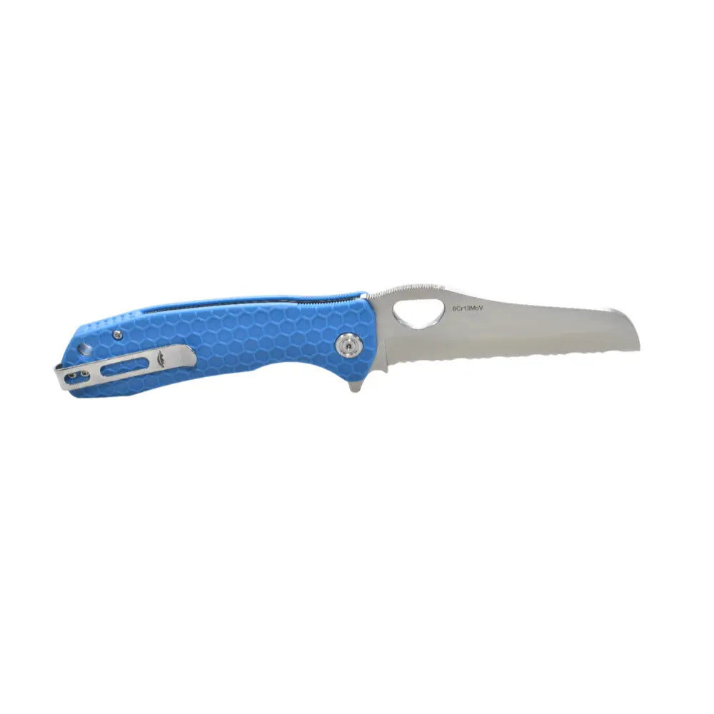 Honey Badger Rescue Serrated 8Cr13MoV - Large - Blue