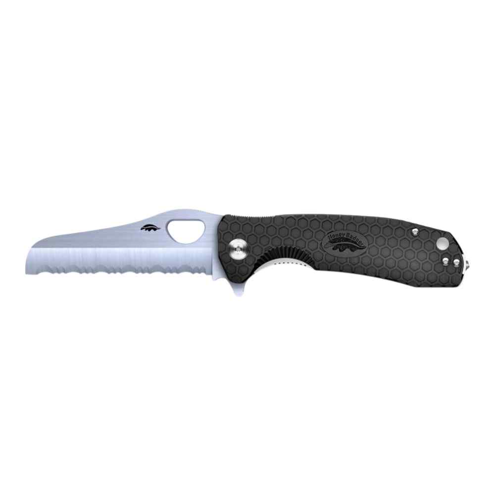 Honey Badger Rescue Serrated 8Cr13MoV w Glass-Breaker - Large - Black