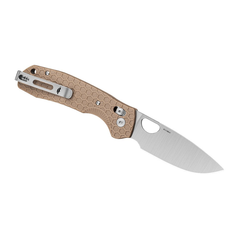 Honey Badger Cross-Bolt Drop-Point 8Cr13MoV - Med/Large - Tan