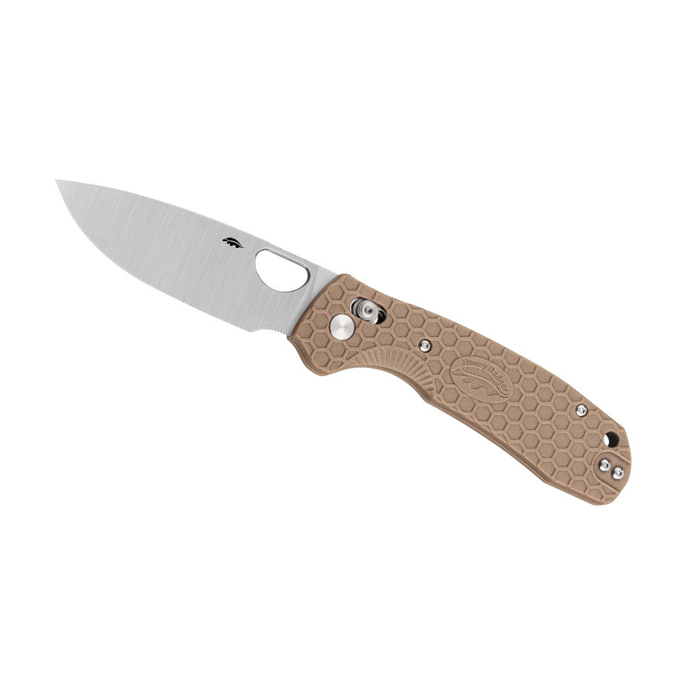 Honey Badger Cross-Bolt Drop-Point 8Cr13MoV - Med/Large - Tan