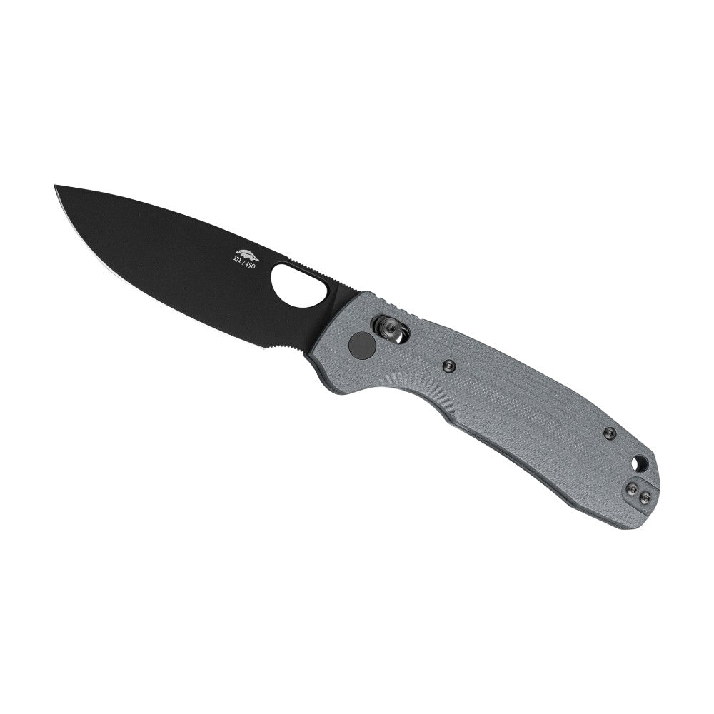 Honey Badger Limited Edition Cross-Bolt Drop-Point Black PVD D2 Grey G10 - Med/Large