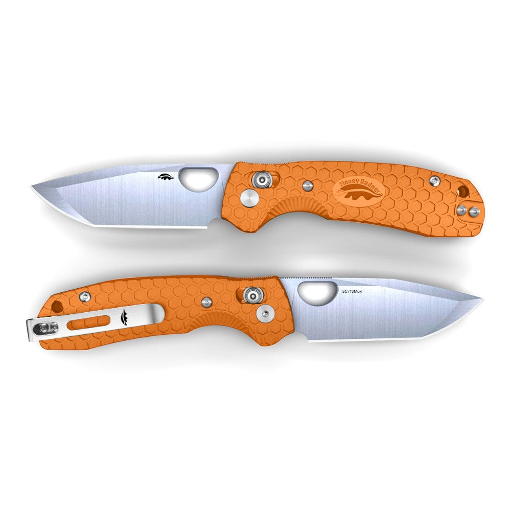 Honey Badger Cross-Bolt Tanto 8Cr13MoV - Med/Large - Orange