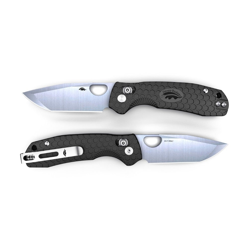 Honey Badger Cross-Bolt Tanto 8Cr13MoV - Med/Small - Black