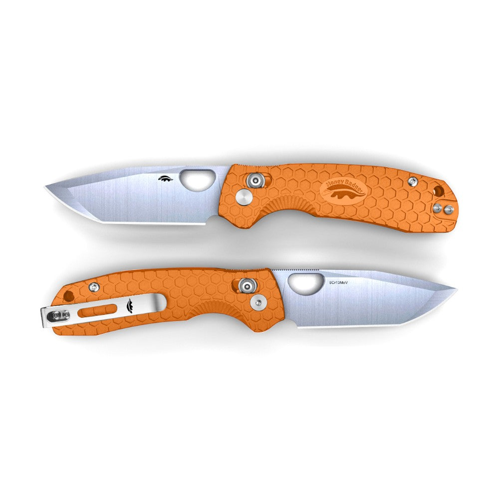 Honey Badger Cross-Bolt Tanto 8Cr13MoV - Med/Small - Orange
