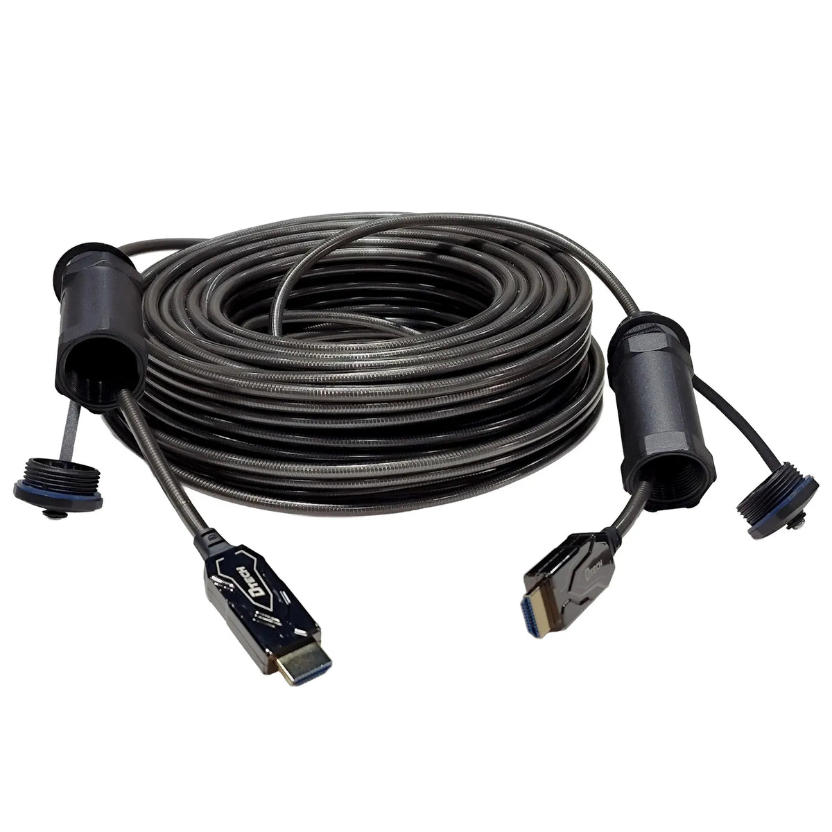 DTECH 30m 8K Armored HDMI 2.1 Fiber Cable with Waterproof Connector Cap