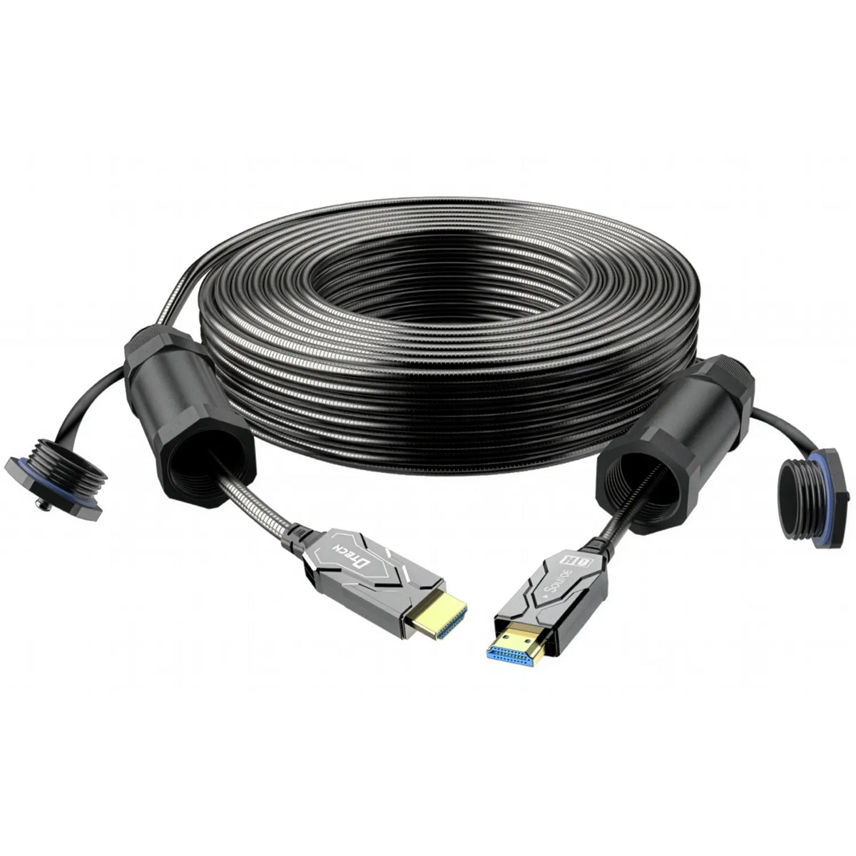 DTECH 30m 8K Armored HDMI 2.1 Fiber Cable with Waterproof Connector Cap