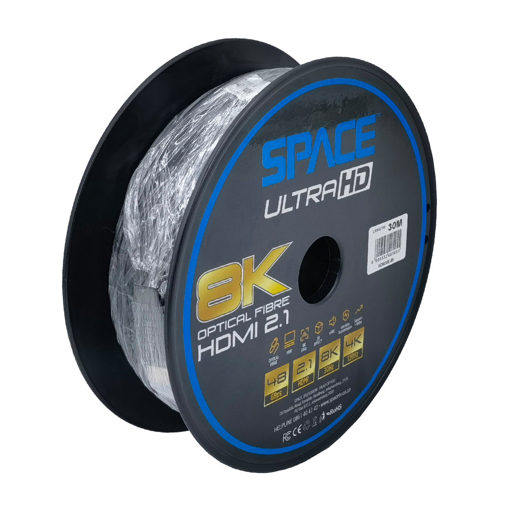 8K HDMI Active Optical Fibre Cable ver2.1 48GBps – 30m reel (HDM30E-8K)