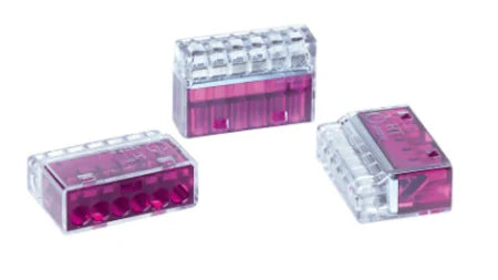 Helacon Connector 6 Way 0.5 To 2.5mm Wire Violet / 5 Pack