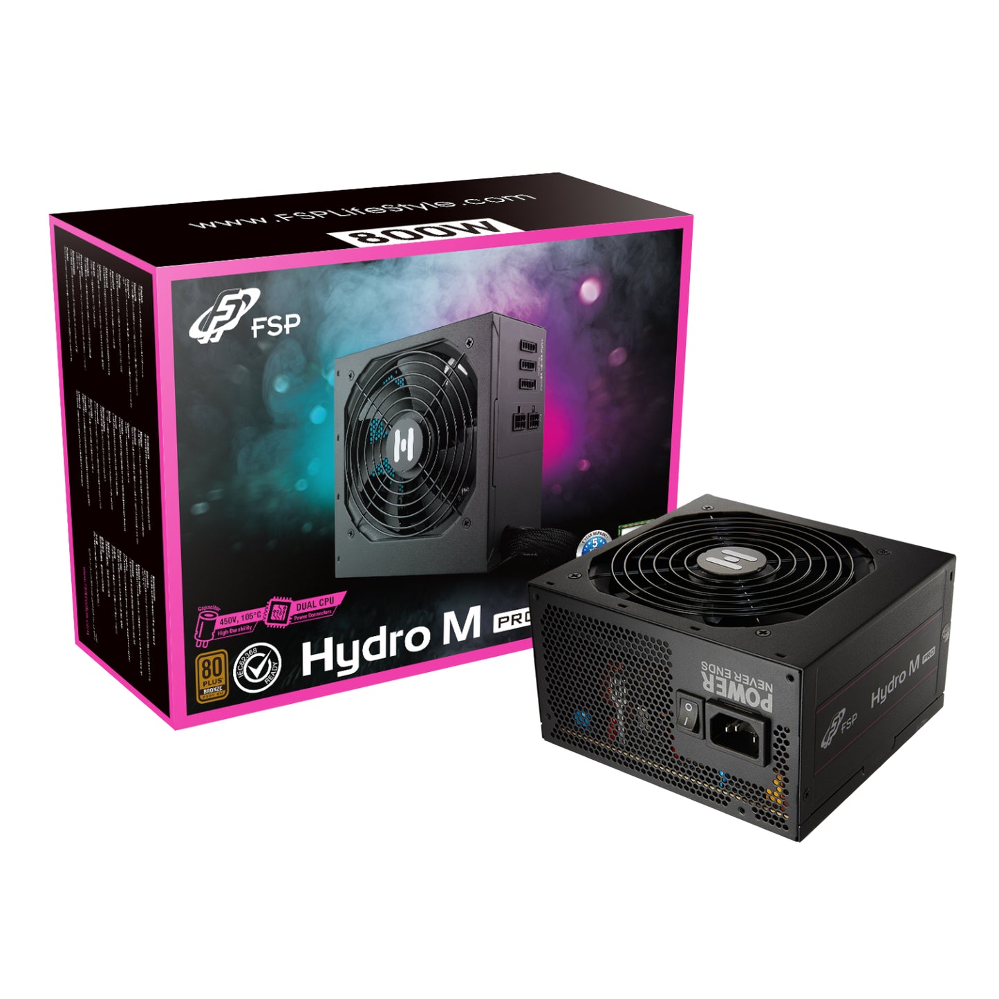 FSP Hydro M Pro 800W 80PLUS Bronze Gen5 Semi-modular Power Supply - Guards On Duty Shop & Security Guards