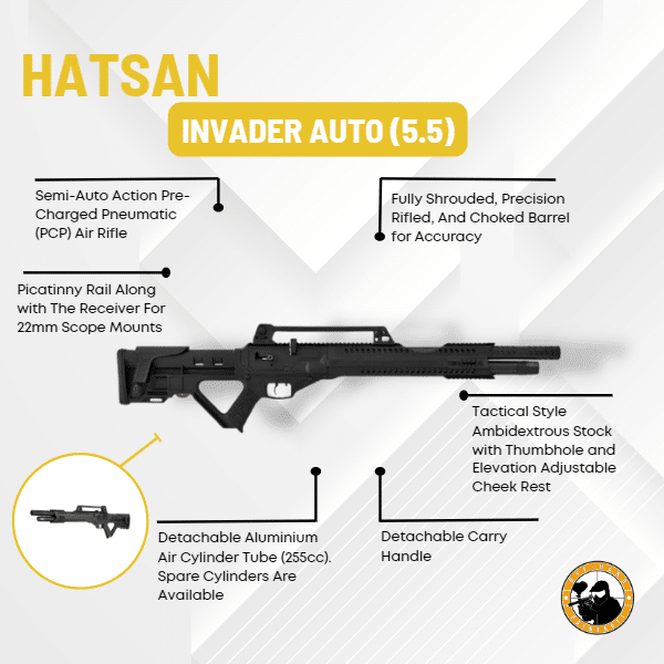 HATSAN AIRRIFLE INVADER AUTO 5,5mm - Guards On Duty Shop & Security Guards