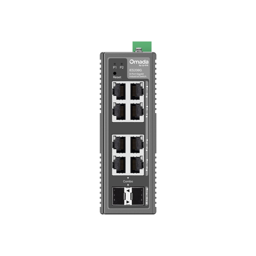 TP-Link Omada 8-Port Industrial Switch 6×1G RJ45 2×RJ45/SFP DIN-Rail Fanless -40°C to 75°C