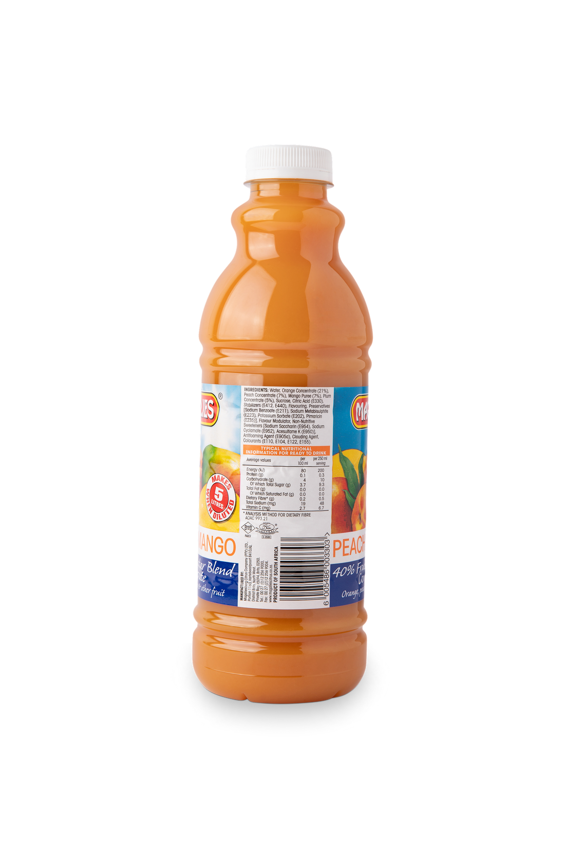 6 x MAGALIES 1 liter Peach & Mango 40% Concentrate (Sold 6x 1L Per Case) - Magalies Nectar Juice
