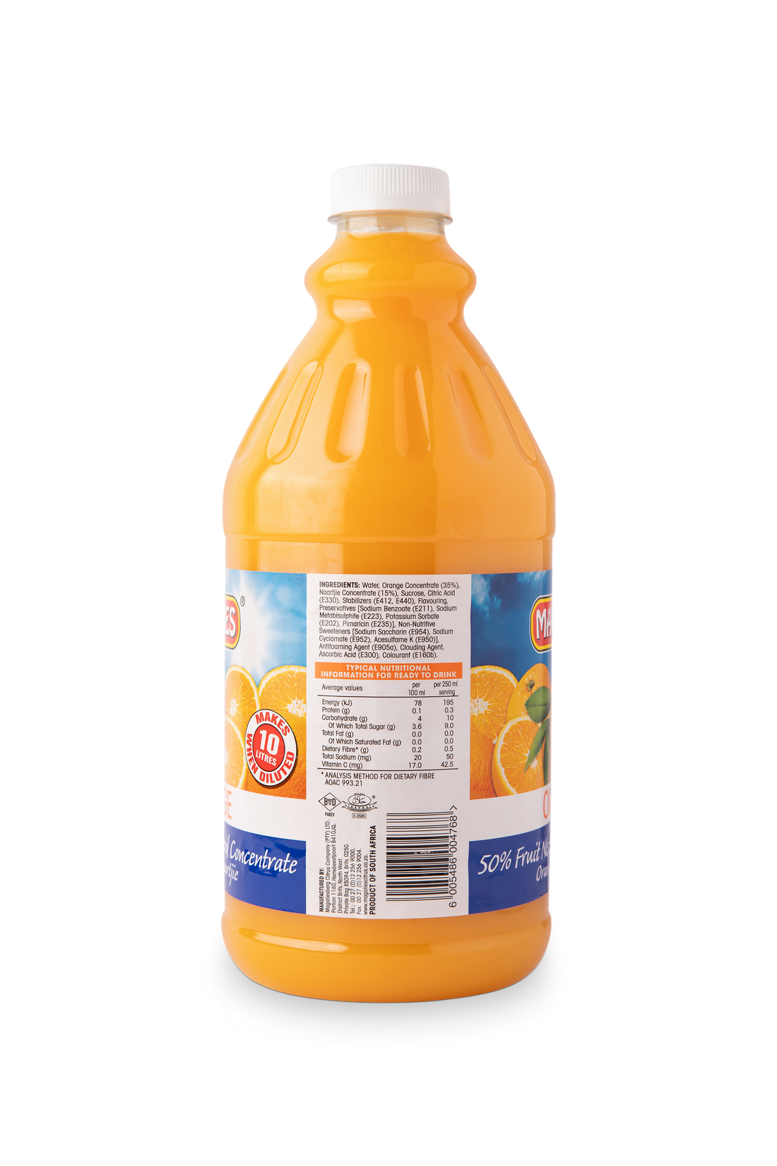 4 x MAGALIES 2 liter Orange 50% Concentrate (Sold 4 X 2L Per Case) Magalies Nectar Juice