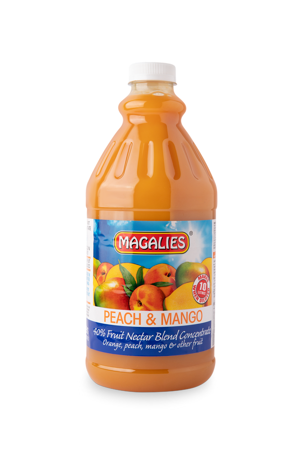 4 x MAGALIES 2 liter Peach & Mango 40% Concentrate (Sold 4 X 2L Per Case) Magalies Nectar Juice