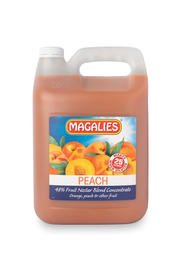 2 x MAGALIES 5 liter Peach 48% (Sold 2x 5L Per Case) Magalies Nectar Juice