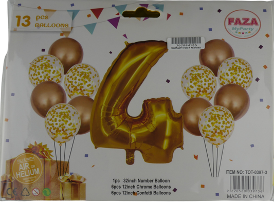 Casey 13Pc Gold And White Balloon Set Nr 4