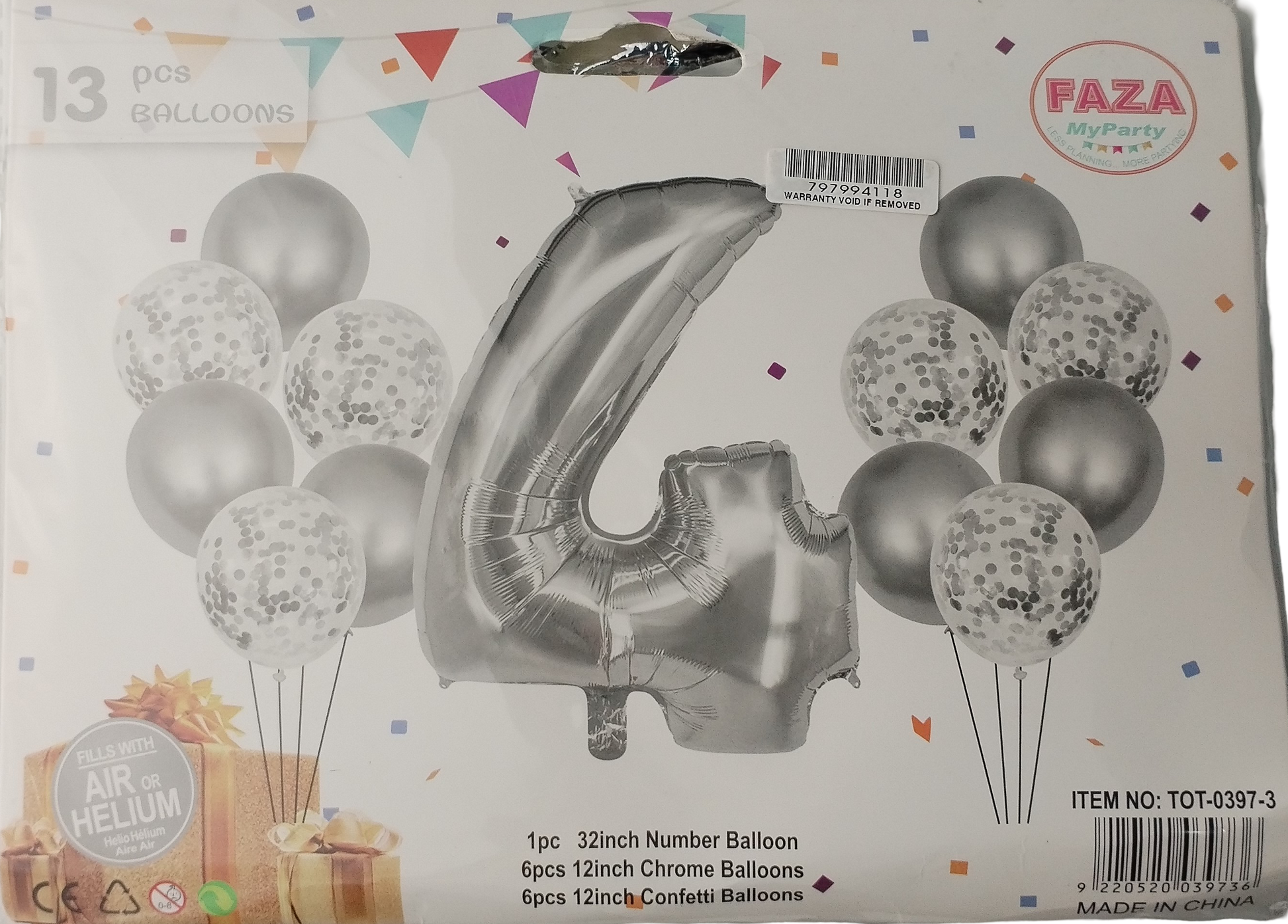 Casey 13Pc Silver And White Balloon Set Nr 4