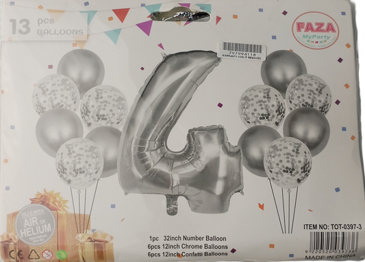 Casey 13Pc Silver And White Balloon Set Nr 4