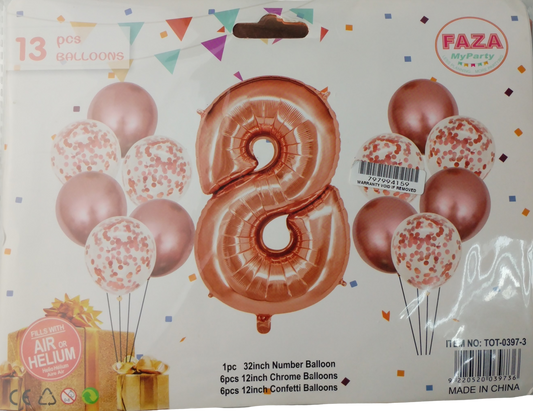 Casey 13Pc Rose Gold And White Balloon Set Nr 8