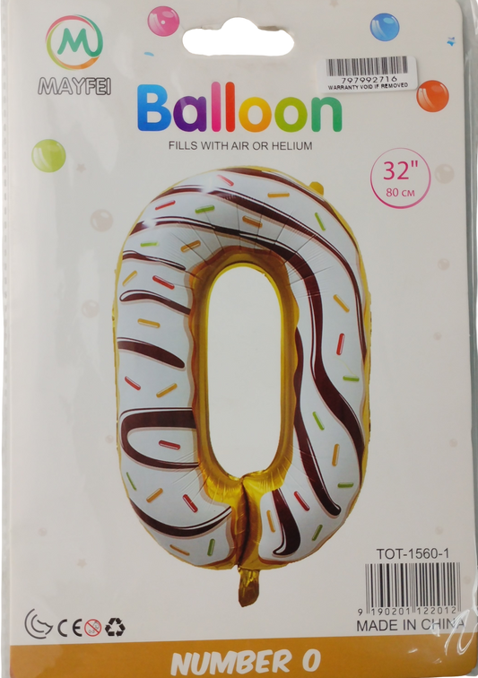 Casey 102Cm Donut Balloon Number 0