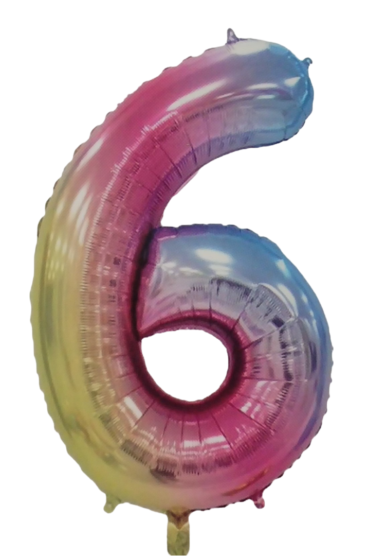 Casey 102Cm Rainbow Balloon Number 6